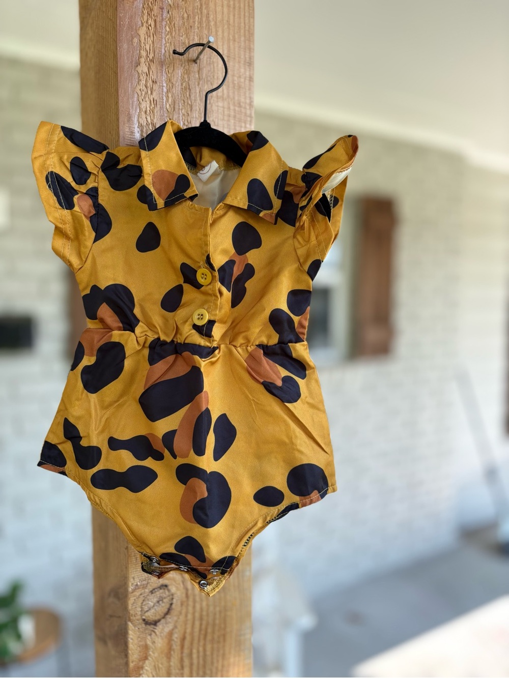 Girls' Leopard Print One-Piece Bodysuit